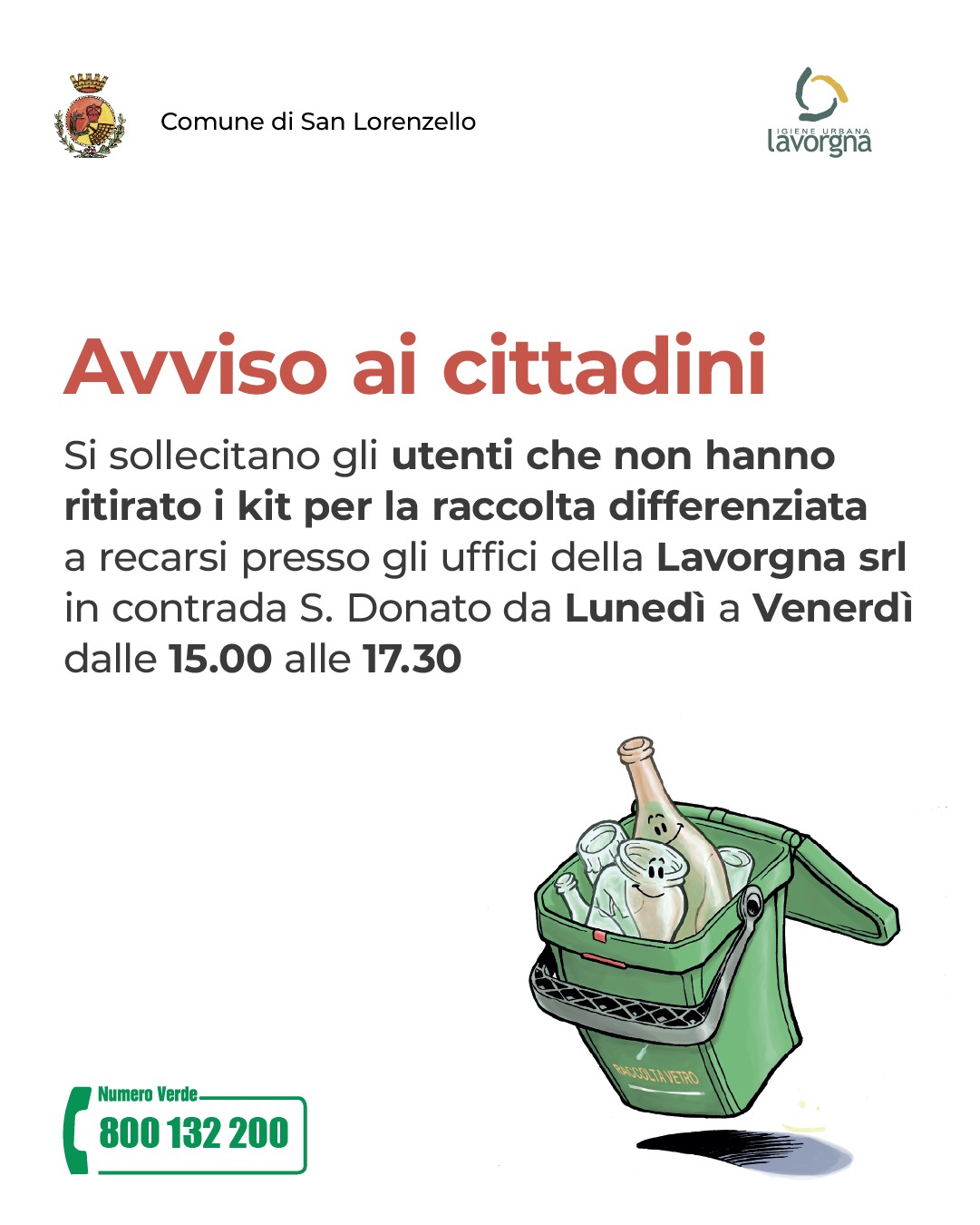 Ritiro dei kit per la raccolta differenziata