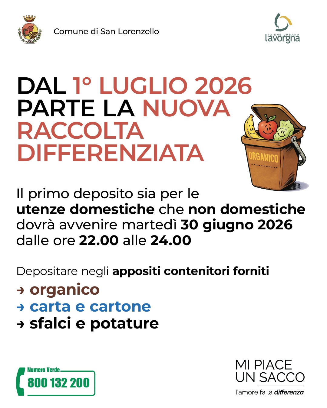 Dal 1° luglio partirà la nuova raccolta differenziata
